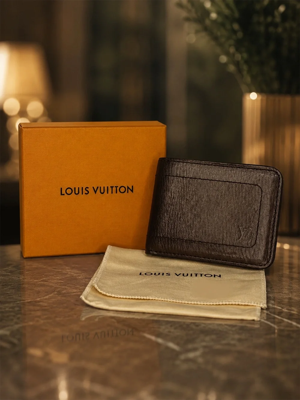 Louis Vuitton Brown Leather Men’s Bifold Wallet | Vintage | CA0015 | Full Set